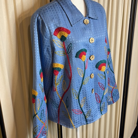 ALEX KIN- EMBROIDERED FLORAL BLAZER OR COAT SIZE LARGE RETRO STYLE - VINTAGE - Picture 5 of 14